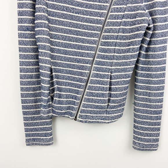 Lou & Grey Blue White tweed zip moto jacket Sz S - Picture 4 of 11